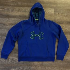 Under Armour Storm Cold Gear Women’s Semi Fitted Big Logo Blue/Yellow Hoodie XL